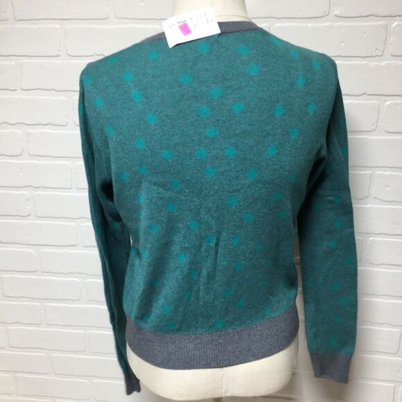 NWT Cabi Teal & Gray Polka Dot Button Front Cardigan Sweater Sz S - Picture 5 of 12